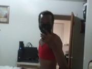 Being silly before bathing flexing and on tornado watch