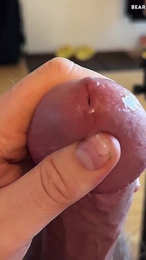 Playling with My Dripping Precum (slomo, No Cumshot)