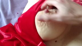 Excited Curves: A Hot Mom's Playful Moment with Big Tits and Hard Nipples