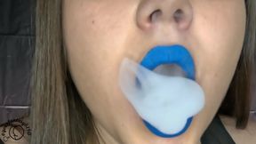 Vaping Close-up with Blue Lipstick