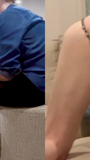 Sub on his knees with his balls chained behind him has his cock milked and orgasms ruined 4 times in a row   Clip 1