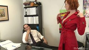 Kinky red haired bitch Audrey Hollander gets her anus rammed and toyed