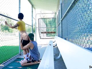 Pornhub Model Screws in Public Dugout - Fellatio, Rimjob, Cumkiss - TabbyNoName