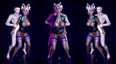 Night club. A mulatto woman is fucked hard by a white guy with a big dick.