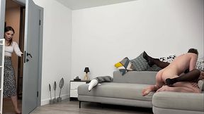 anal threesome with girlfriend and busty Milf