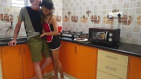 Asian maid got deepthroated and then ate cum on donut