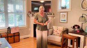 Seductive mature grandma shows off big rump in Boho chic try-on haul