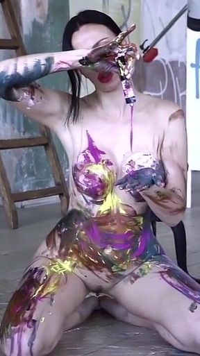 Sanktor - Busty MILF Art Nude Body Paint in Galery