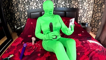 Full Zentai Encasement Toy Play. BBC Dildo Tease, Pussy Slaps and Smoking Through Nylon