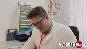 Doctor's Intense Encounter with a Petite Brunette in a Reality Scene