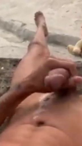 A Cumshot to Relieve Stress in the Backyard