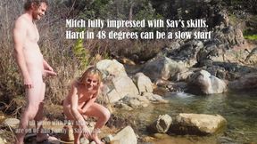 Petite Blonde Gets Outdoor Facial By The Creek