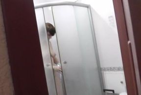 Steamy Shower Encounter: POV with a Sultry Stepmom and Her Young Companion