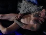 Rusty jerking off on sofa before stepson arrives