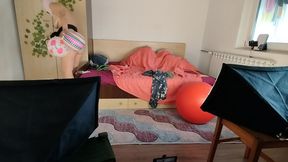 Sexy wife with hairy pussy dances naked. Hot hairy brunette, big tits, big ass.