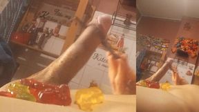 Jon Arteen Swallows Cum Candies in Nantaimori Style on His Sexy Gay Twink Body for Halloween Masturbating with Asian Chopsticks