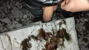 Touching Snow with Cock, Pee and Cum in Snow