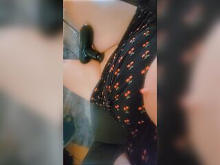 Slow cum before work with vibrating massage gun