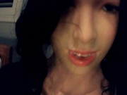 Sheli to Happi End! POV of female masked Happi masturbating and playing with her rubber tits!