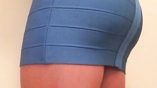 Close cock in blue dress 2