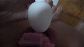 Sissy big anal electric plug with microchastity