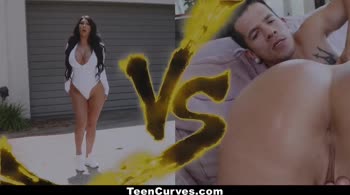 August Taylor's Curvy Delight: Thick Brunette Rides and Gets Fucked Reverse Cowgirl
