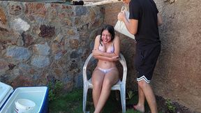 jasmine wears see through clothes and gets wet