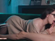 Girl in Glasses Smokes and Sucks Big cock while I Cunnilingus her in 69 position - MollyRedWolf