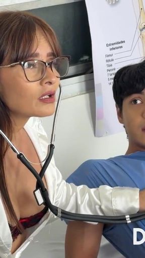 UPON ARRIVING AT THE CONSULTING ROOM, DOCTOR KATHY LEE SEES TIMY'S HARD COCK AND LETS HIM FUCK HER ASS.   Clip 1