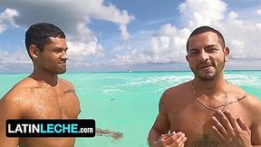 Two Latino Studs Cool Off In The Warm Waters Of Cancun Before They Head Back To The Hotel To Fuck