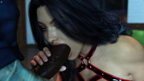 MILF Anna Sucking Old Man Huge Black Cock in Bar and Cum Swallows