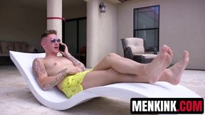 Brodie Ramirez and Sebastian Keys defile Zak Bishop in poolside bondage