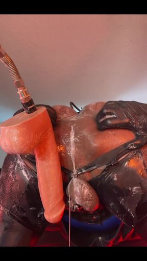 Femboy Gapes Hole with Mr Hankey Dildo - Deep Anal Fuck Machine Session