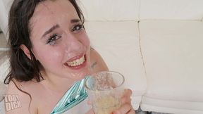 disgusting spew recycling - piss swallowing messy anal whore