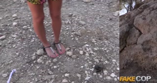 Fake Cop Carmel Anderson fucks a policeman outdoors in the sun