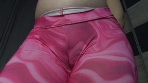 Indian Stepsister Camel toe pussy doing in pink leggings then showing her big ass and masturbating with vibrator till orgasm
