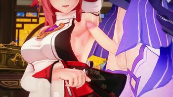 Hoyohentai's Futanari Frenzy: Kokomi & Yaemiko in Genshin Impact Delight