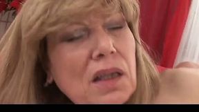 Horny granny gets her snatch poked in missionary style
