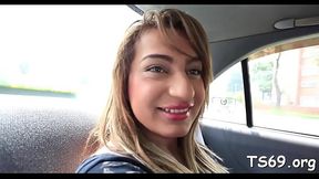 Admirable training for tranny'_s prick