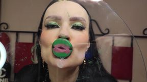 Green Minty Lipstick Glossy Pouty Bimbo Kisses 1080 Fhd