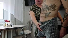 Mother-in-law's golden shower&#x1F6BF; on hubby's pulsating cock&#x1F346;