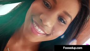 Dark Young Jenna Foxx Gets Off & Rubs Twat In Black Lingerie