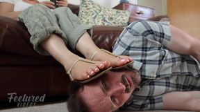 Why put my sandals on the floor when I can rest them on your face