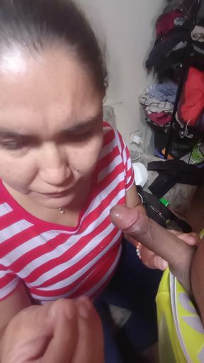 My Mexican mother-in-law sucks my cock hidden from my wife