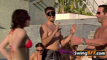 Naughty group of swingers is playing naked blindfolded sex games!