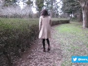 Japanese crossdresser public flashing pee and masterbation in the park