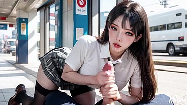 The young didn't pay for the fare, so I punished her with my cock on the bus station [AI]