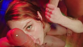 Slut Wife Sucking Two Cocks Nearly Loses an Eye