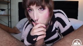 Brand New Trans Goth Girl Nikki Mayhem Gets Spread and Facialed