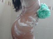Sexy Skinny girl takes super hot foam bath previuw